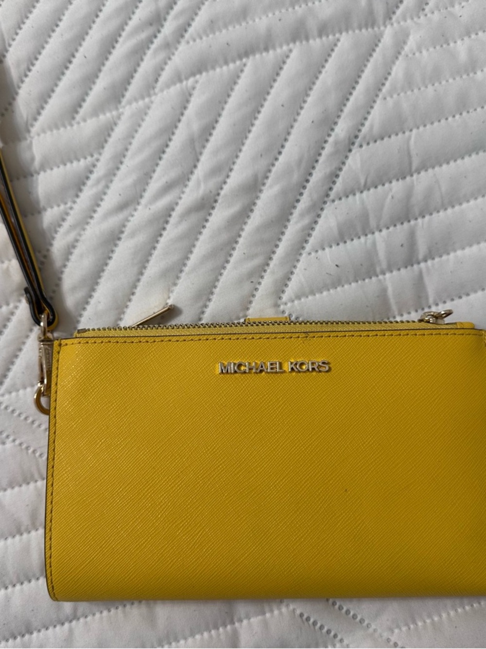 Michael Kors Bright Yellow Saffiano Wristlet Clutch